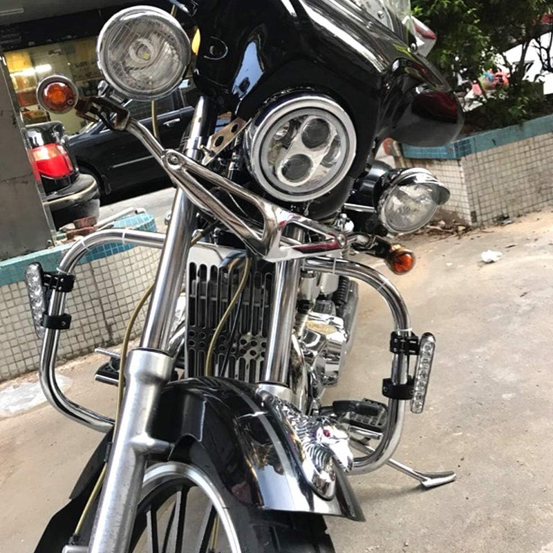 ZZJAUBI Chrome 5-3/4inch Motorcycle Headlight White Halo Ring with Headlight Housing Mount Bracket compatible with Shadow 750 Rebel 500 Cafe Racer Bober Cruiser - Image 5
